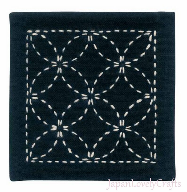 Japanese Sashiko Coaster Kit Beginner Embroidery DIY Kit Etsy