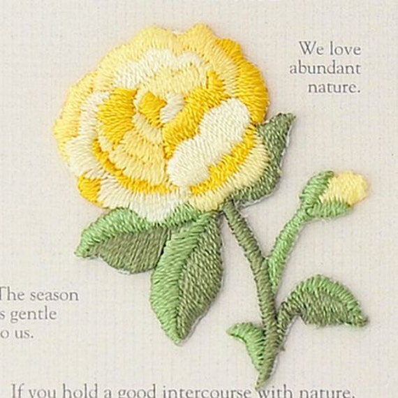 Jaune Anglais Applique Rose Fleur De Fer Brodé Sur Patch Fer Floral Japonais Sur Applique Fabriqué Au Japon Applique Broderie W023
