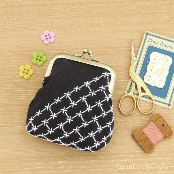 Sashiko Pouch / Gamaguchi / Coin Purse Kit Japanese Sashiko Etsy