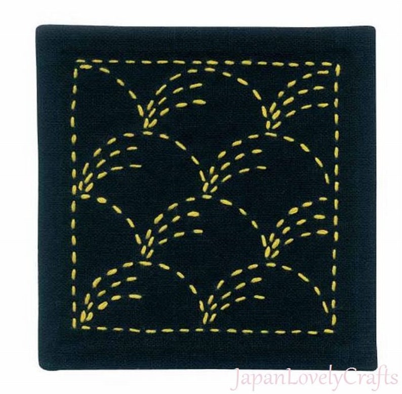 Japanese Sashiko Coaster Kit Beginner Embroidery DIY Kit Etsy