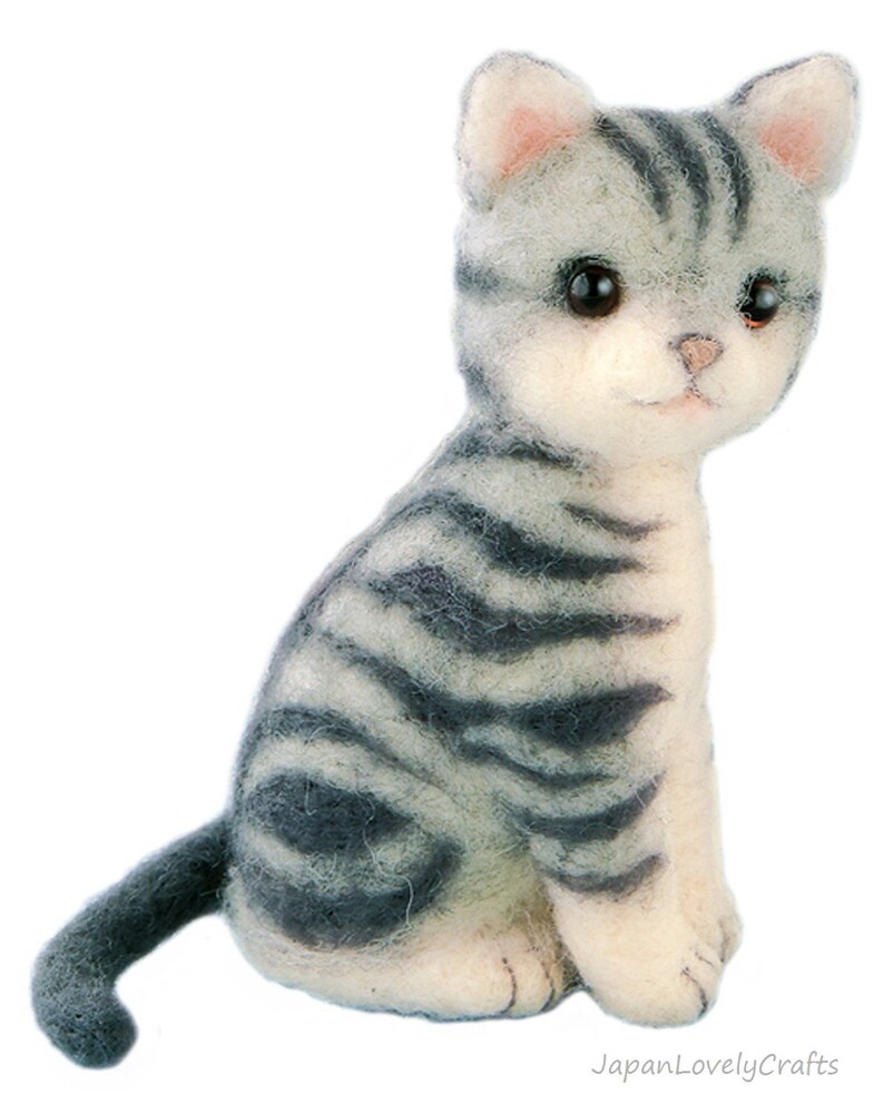 Japanese Needle Wool Felt Mascot Diy Kit American Short Hair Etsy