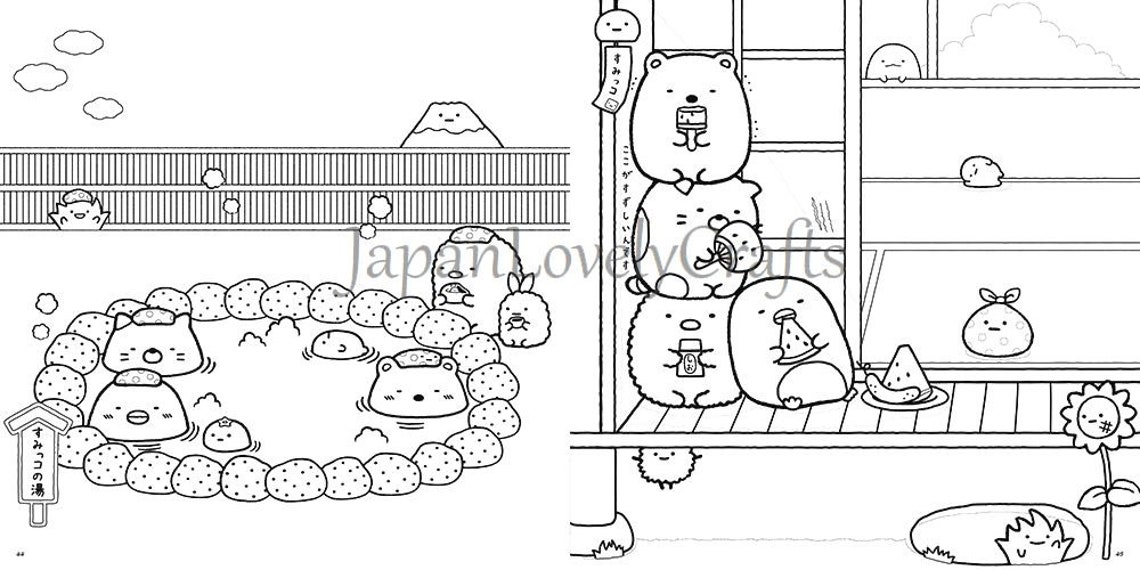 Sumikko Gurashi Coloring Book for Adults Kawaii Japanese | Etsy