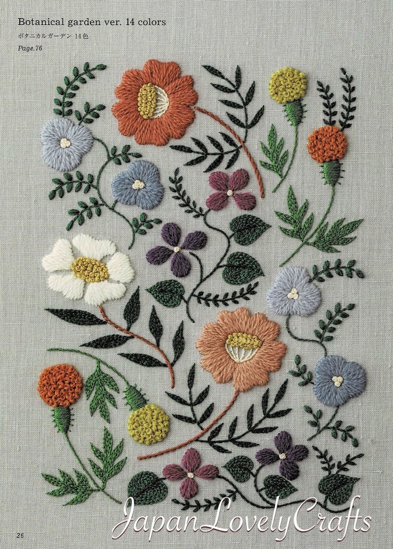 Hand Embroidery Botanical Patterns Embroidered Flower Plant Etsy