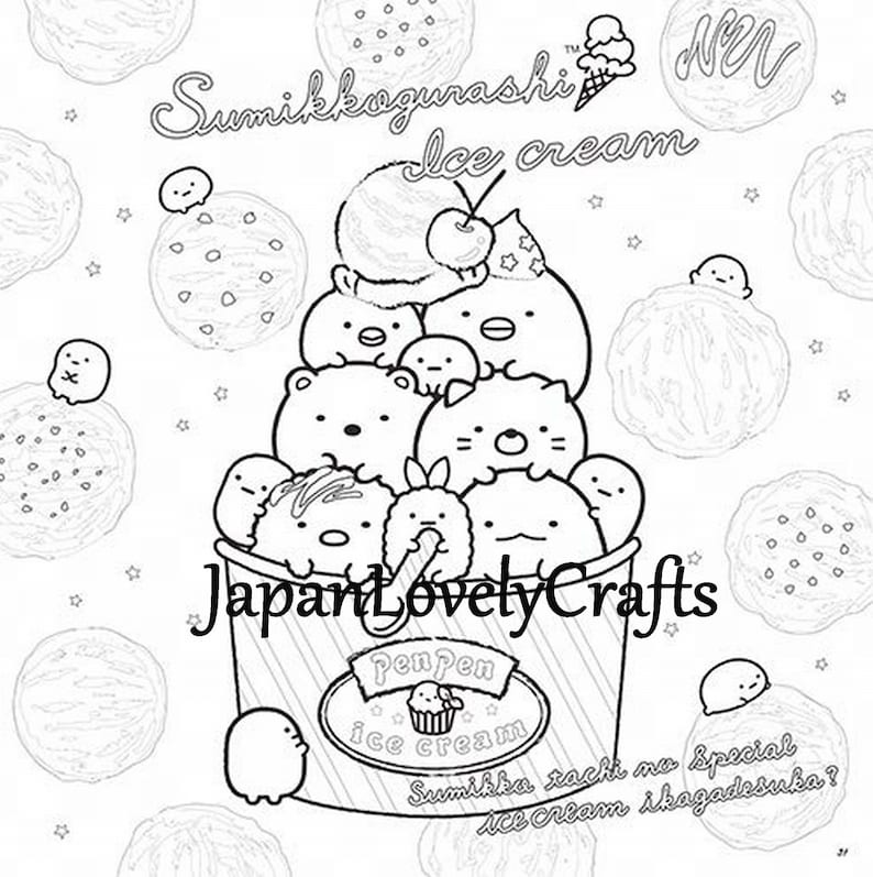 Sumikko Gurashi Japanese illustration coloring page pattern | Etsy