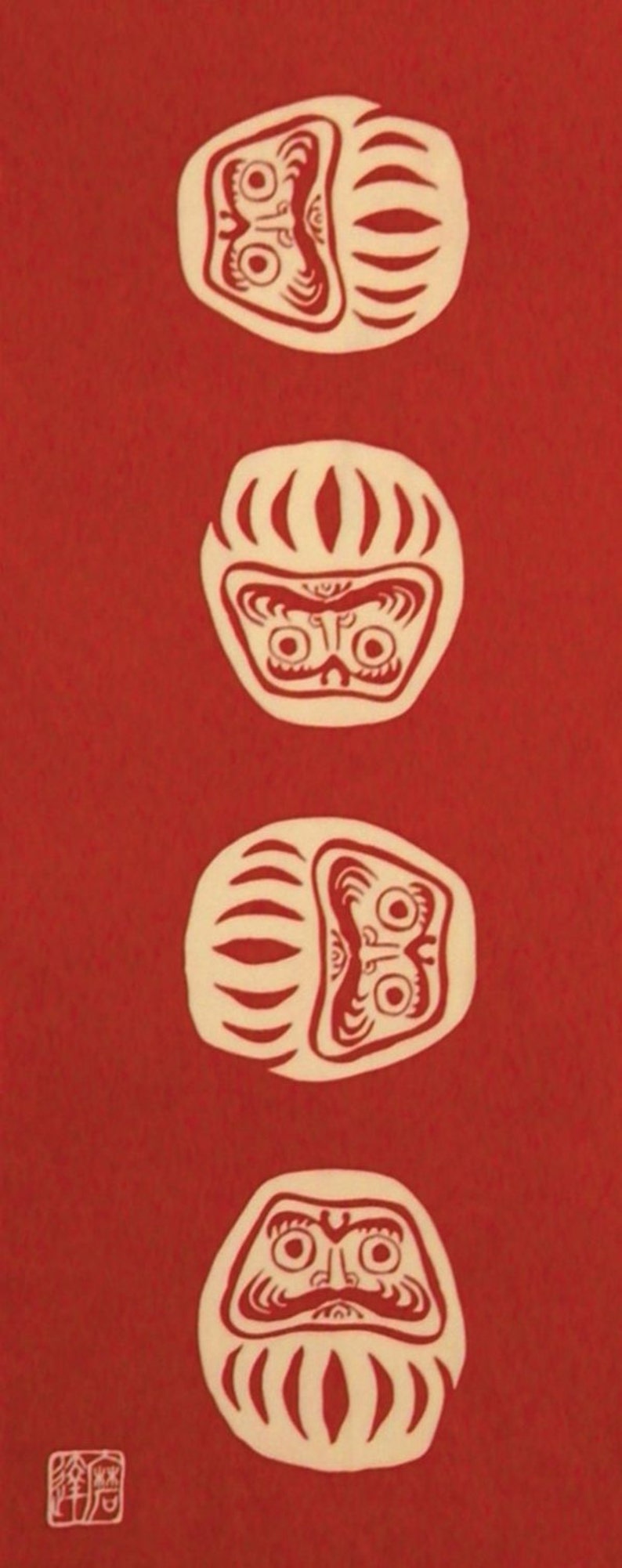 Cute Hand Dyed Fabric k027 Traditional Wall Tapestry Fashion Fabric Unique /& Funny Red Daruma Doll Japanese Tenugui Towel Cotton Fabric