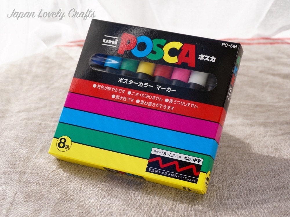 Uni Posca Japanese Drawing Pens Medium Point Marker 8 colors Etsy
