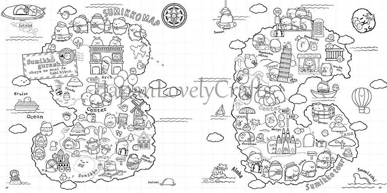 Sumikko Gurashi Coloring Book for Adults Kawaii Japanese | Etsy