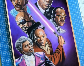 Samuel L Jackson Original Pastel Drawing