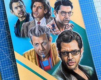 Jeff Goldblum Characters Original Pastel Drawing