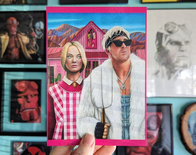 Featured listing image: American Gothic Barbie Art Print