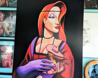 Lady With A Weasel Art Print