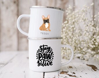 Personalised Dog Camping Mug, Enamel Camping Mug, Dog Mug, Personalised Dog Mug