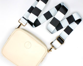 Dog Walking Bag / crossbody bag / Dog Walking essentials / bag / black and white stripe / monochrome bag