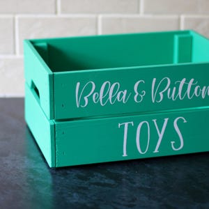 Dog Toy Box, Personalised Toy Box, Gifts box for dogs, Puppy Toy Box, Painted wooden Toy Box, Dog Toy Crate Emerald