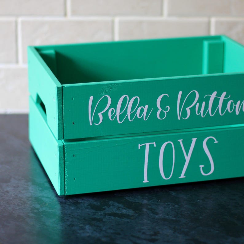 Dog Toy Box, Personalised Toy Box, Gifts box for dogs, Puppy Toy Box, Painted wooden Toy Box, Dog Toy Crate Emerald