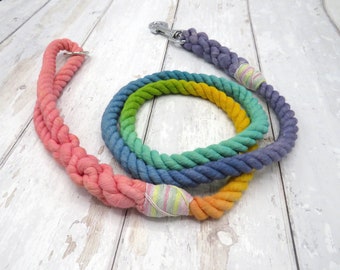 12mm Pastel Rainbow Rope Dog Lead | Dog Lead | Rope Leash | Dog Lead