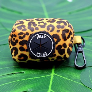 Poop Bag Holder / Golden Leopard Design / leopard print Poop Bag Dispenser