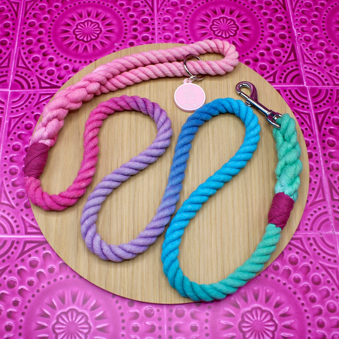 Pink Rope Dog Lead Pink Rope Dog Lead | Pink Pinata Dog Lead | Rope Leash | Girl Dog Lead ...