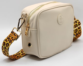 Crossbody Bag Dog Walking Bag - Golden Leopard Print Strap - Dog poop bag holder - Dog Treat Bag
