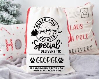 Personalised Pet Dog Christmas Stocking Sack Dog Xmas Sack  Christmas Dog Gift Bag Christmas Santa Sack