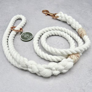 White Dog Lead Rope with rose gold coloured clip