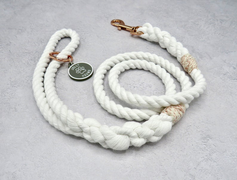 White Dog Lead Rope with rose gold coloured clip