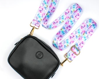 Black Crossbody Bag | Dog Walking Bag | Tie Dye Strap | Crossbody Bag | Long Bag Strap | Black Handbag