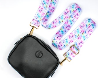 Black Dog Walking Bag with Tie Dye Strap / Crossbody Bag