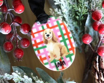 Personalised Dog Christmas Ornament, Ceramic Tree Bauble, Custom Dogs Name Christmas Decoration, Kitsch, Pet Tree Decoration