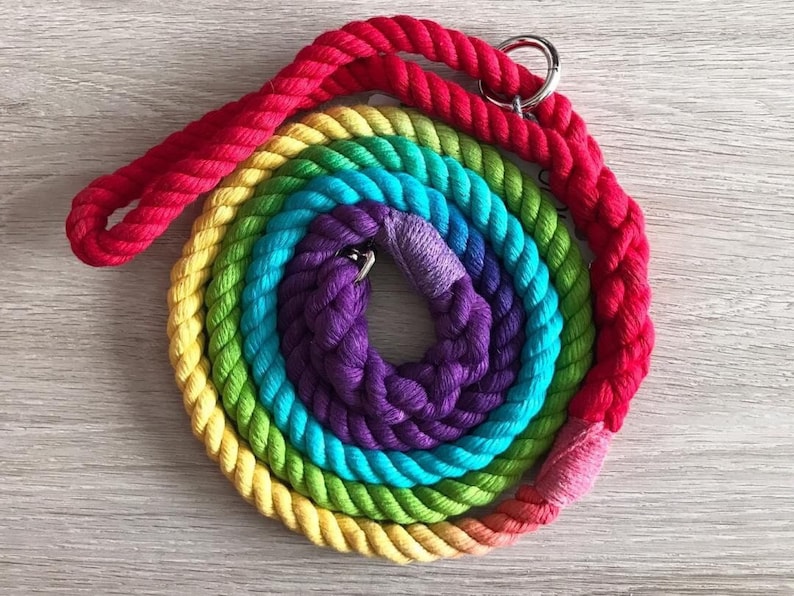 8mm Rainbow Rope Dog Lead / 8mm rope dog lead / rainbow dog Etsy
