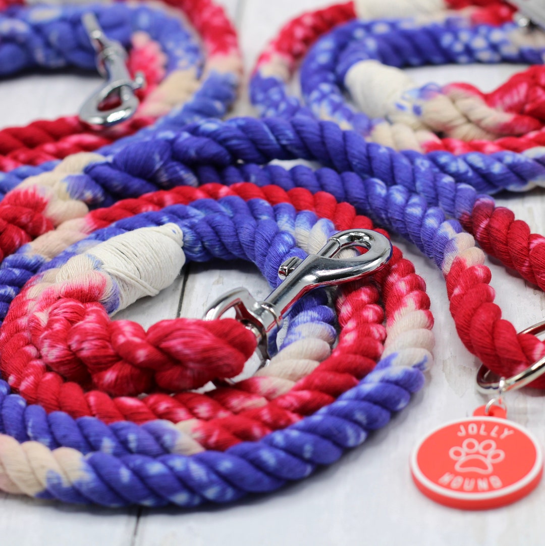 Dog Lead Red White and Blue Rope Dog Lead / Dog Leash Etsy