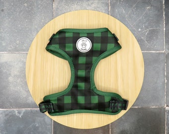 Lumberjack Green Dog Harness | Adjustable Dog Harness | plaid