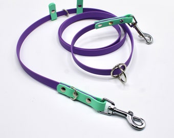 Biothane Multi-Way Dog Leash | Training Lead, Two-Tone Vegan Leather