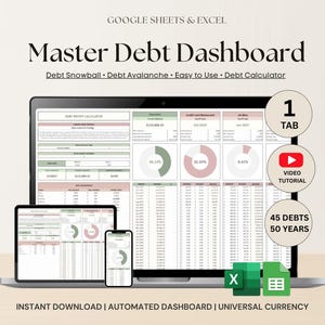 Debt Payoff Tracker Debt Snowball Debt Avalanche Calculator Google Sheets Excel Credit Card Loan Tracker Mortgage Payment Credit Card