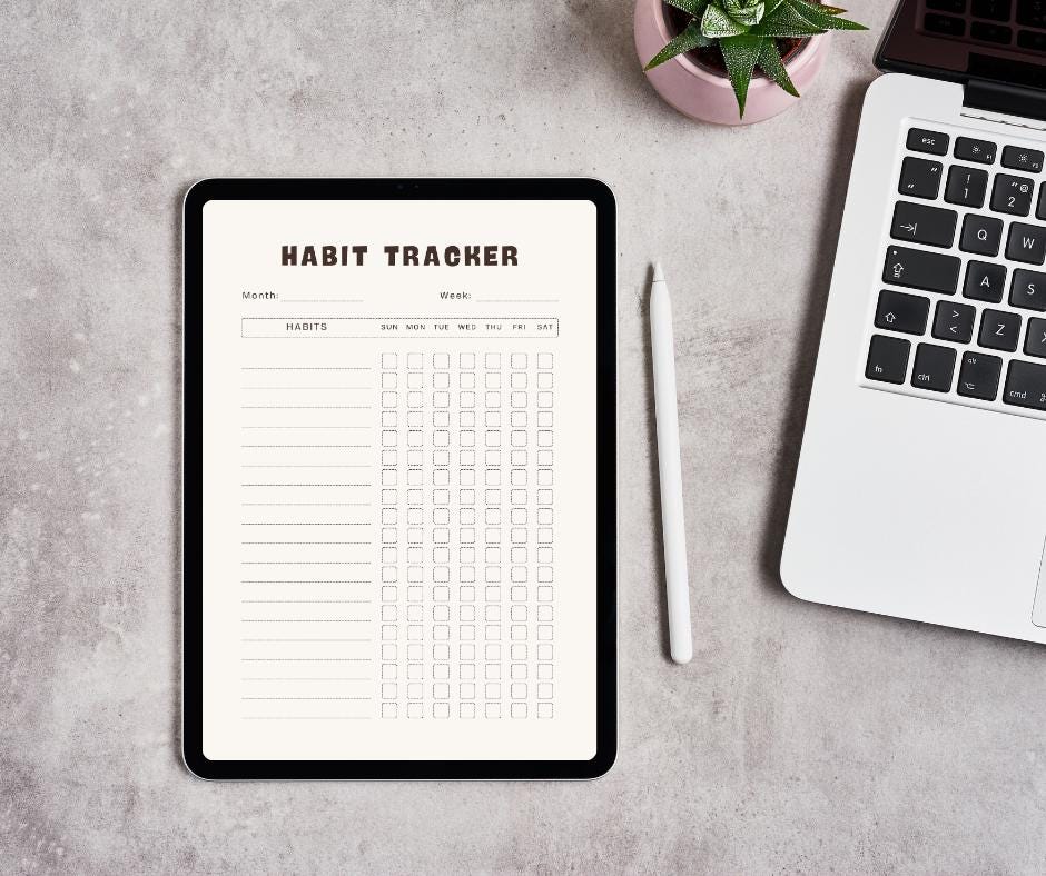 30 Day Habit Tracker Printable: Minimalist Self Improvement Planner ...