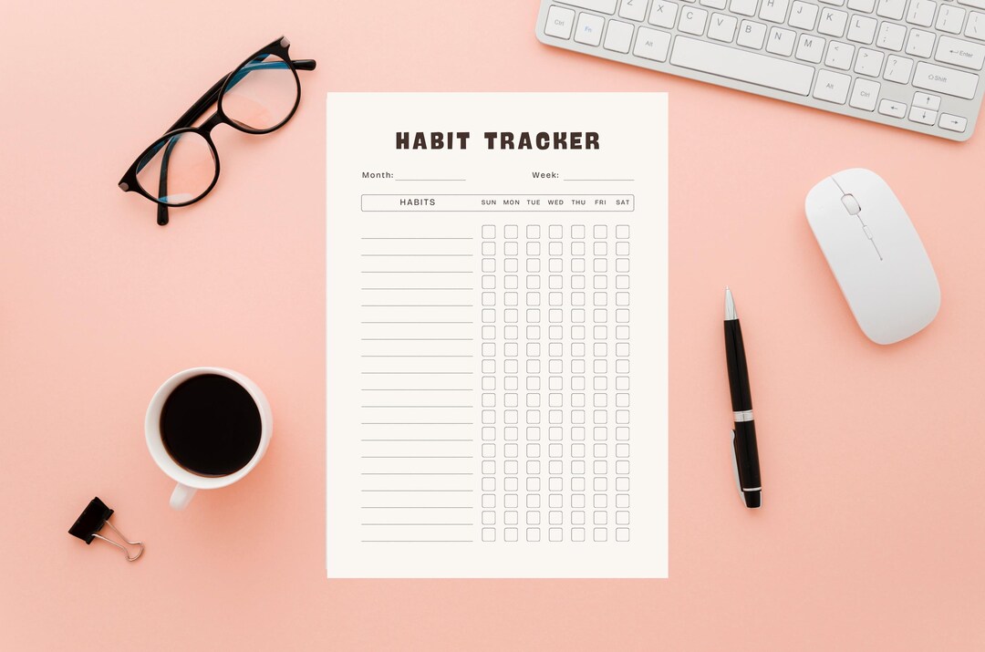 30 Day Habit Tracker Printable: Minimalist Self Improvement Planner ...