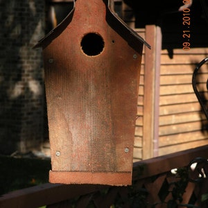 Classic Style Barnboard Birdhouse 10 Inches High With Tin Roof image 1