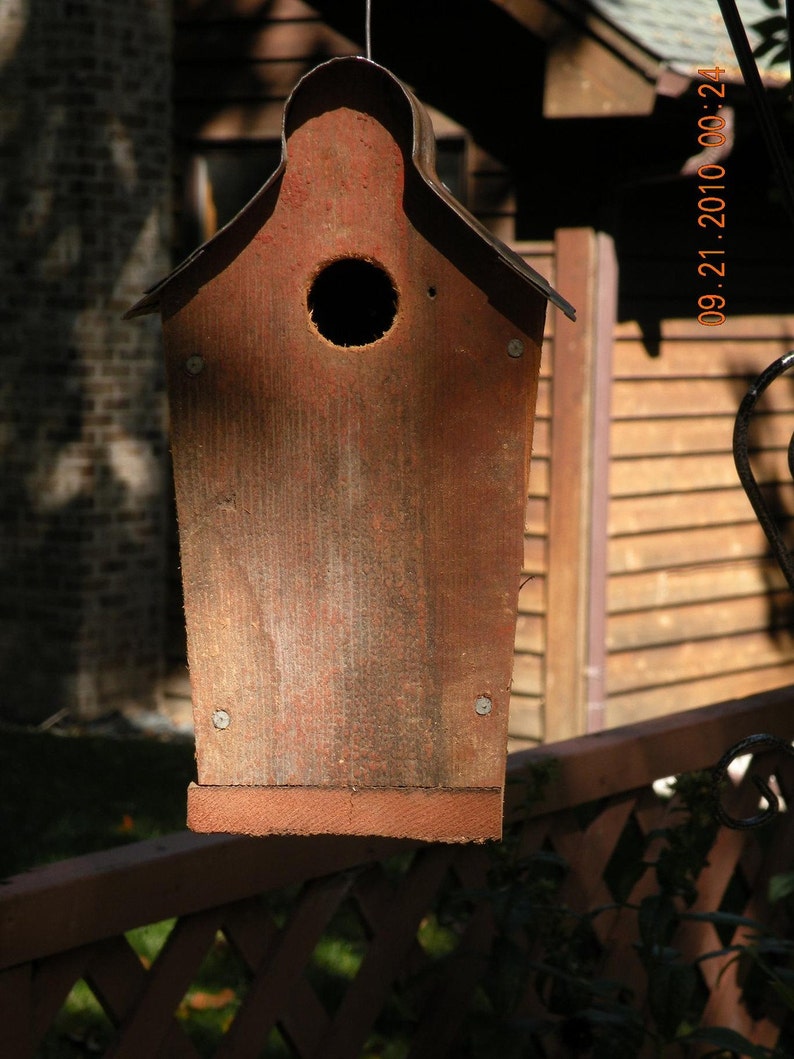 Classic Style Barnboard Birdhouse 10 Inches High With Tin Roof image 1