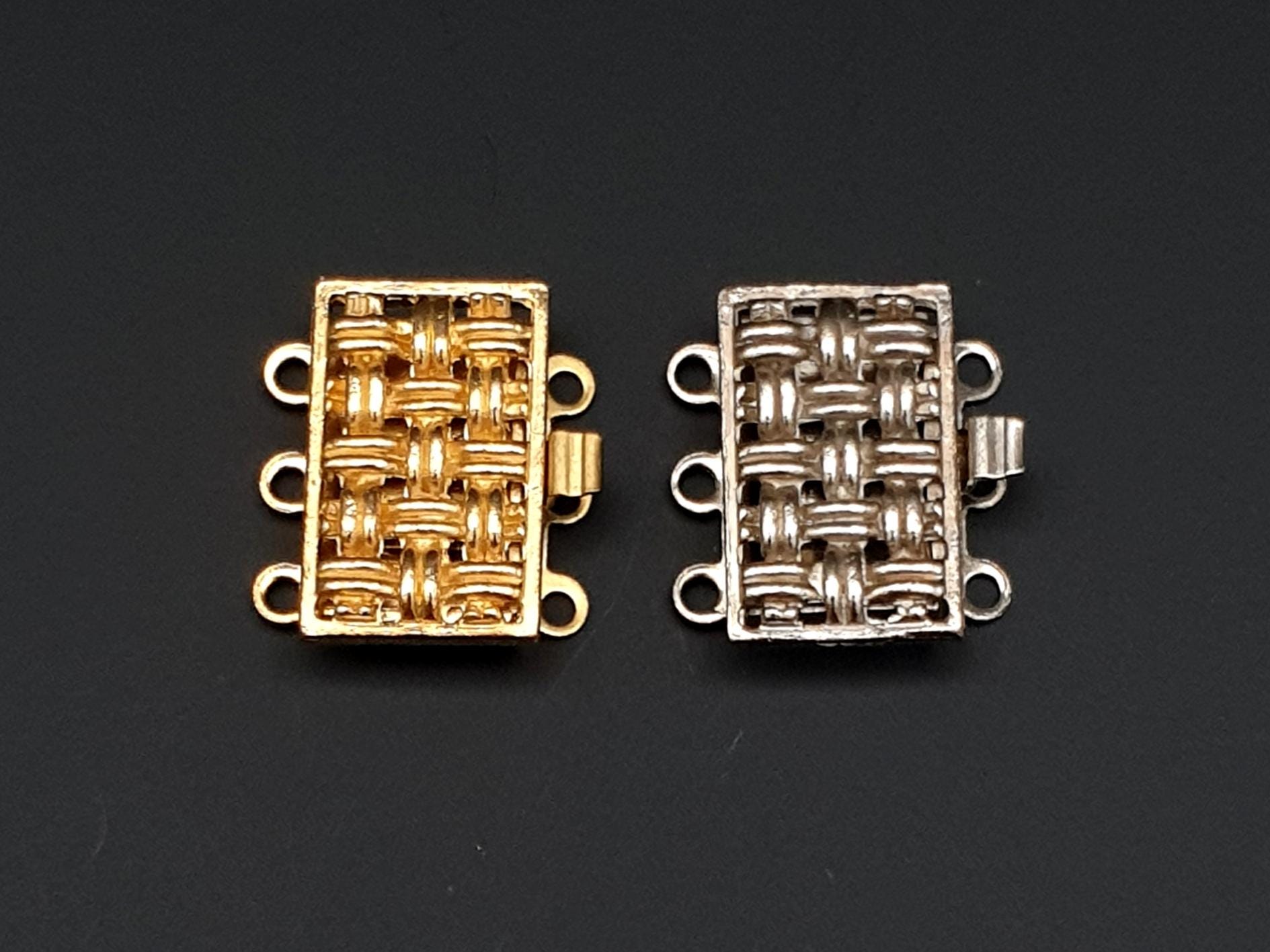 Lot De 3 Fermoirs Pour Collier Vintage - Années 1970 - En Métal Multicolore - Occasion (parfait Pour Créations)