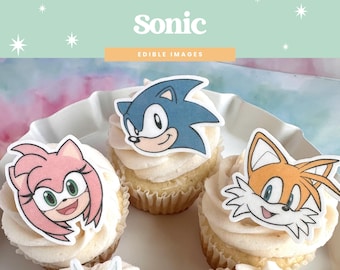 Sonic the Hedgehog | Essbare Geburtstag Cupcake Toppers | 12er Set