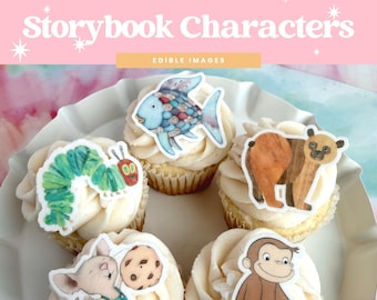 Storybook Charaktere, eine für die Bücher | Essbare Geburtstag Cupcake Toppers | 12er Set