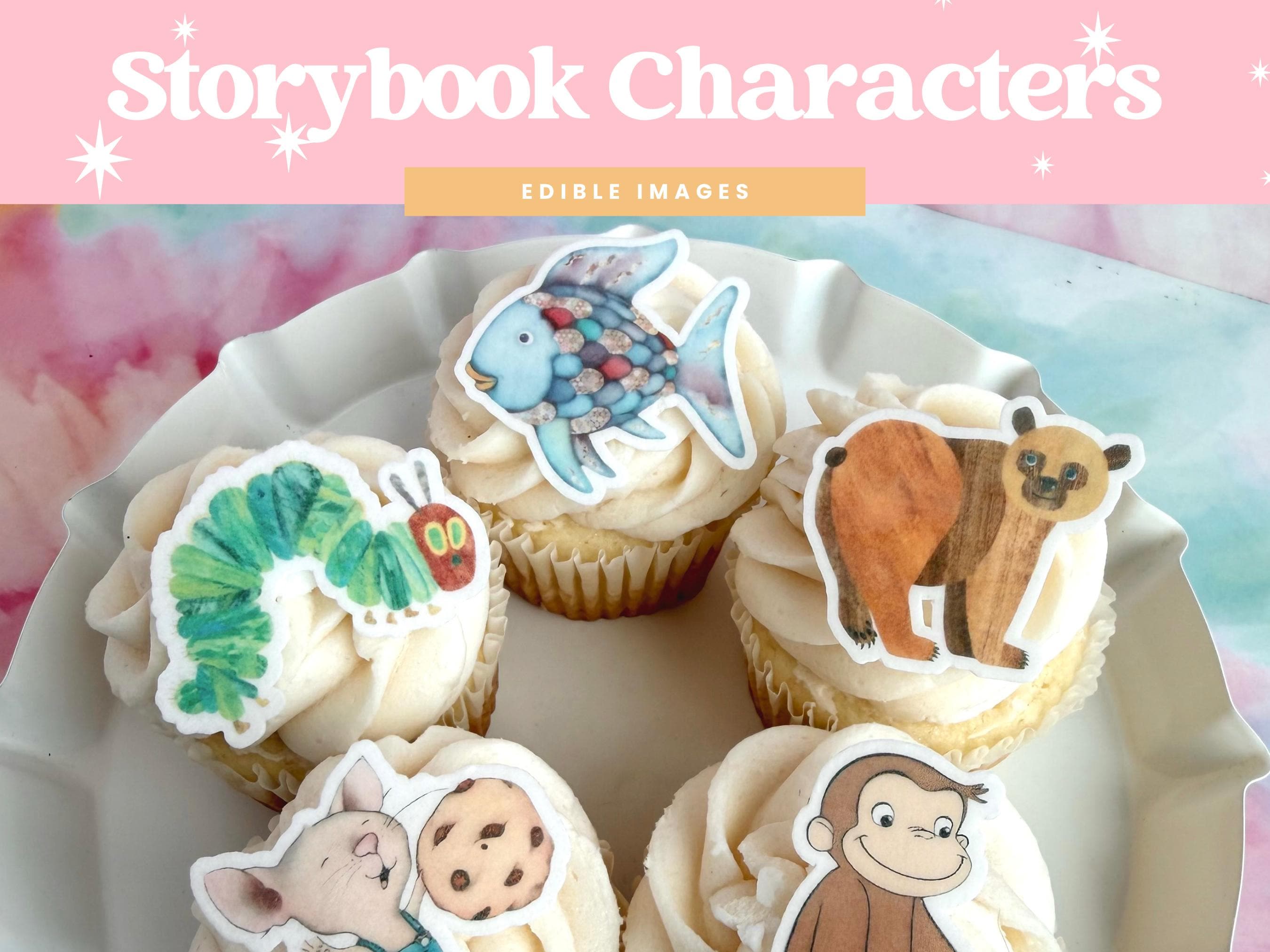 One Topper Book Storybook Characters, One for the Books | Edible Birthday Cupcake ...