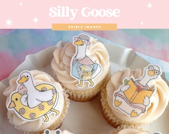 Dumme Gans essbare Cupcake Toppers | 12er Set aus Oblatenpapier, Geburtstag Dekoration
