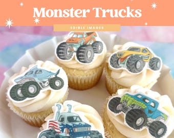 Monster Jam Kuchendeckel | Essbare Oblaten Dekorationen zum Geburtstag (12er Set)