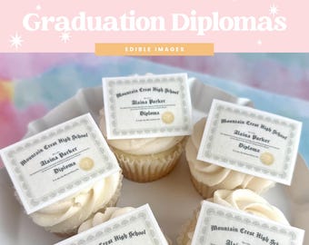 Benutzerdefinierte Abschlussdiplome | Essbare Cupcake Toppers | 12er Set
