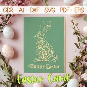 Carte de Pâques svg, svg de paquet de cartes de Pâques, Joyeuses Pâques cartes svg, paquet de cartes de Pâques bricolage, lapin de Pâques carte Cricut Silhouette svg dxf