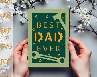 Best Dad Ever Card Template – Tool Theme SVG, DIY Gift (Digital Download)