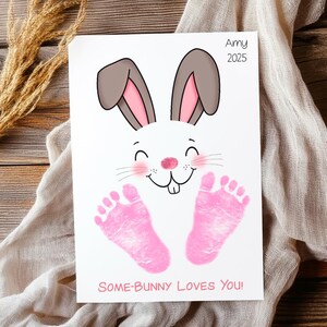 Cartes de Joyeuses Pâques, carte de Pâques de lapin, Pâques imprimable, empreinte de pas de lapin, un lapin t'aime, pour le professeur et le parent