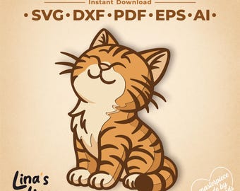 Katze überlagert SVG, Laser geschnitten Datei, 3D Papiermodell (Digitaler Download)