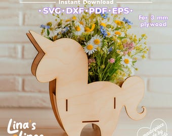Einhorn Korb SVG | 3 mm Sperrholz Laser Cut Vorlage (Digitaler Download)